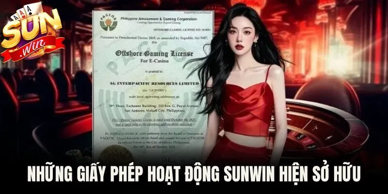 Những giấy phép hoạt động sunwin hiện sở hữu