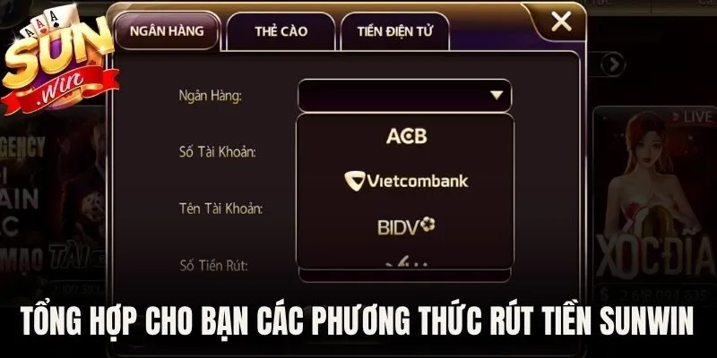 Tổng hợp cho bạn các phương thức giao dịch rút tiền Sunwin 